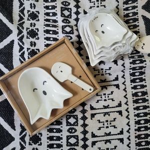 10 strawberry street ceramic ghost measuring cups & dip bowl/serving spoon